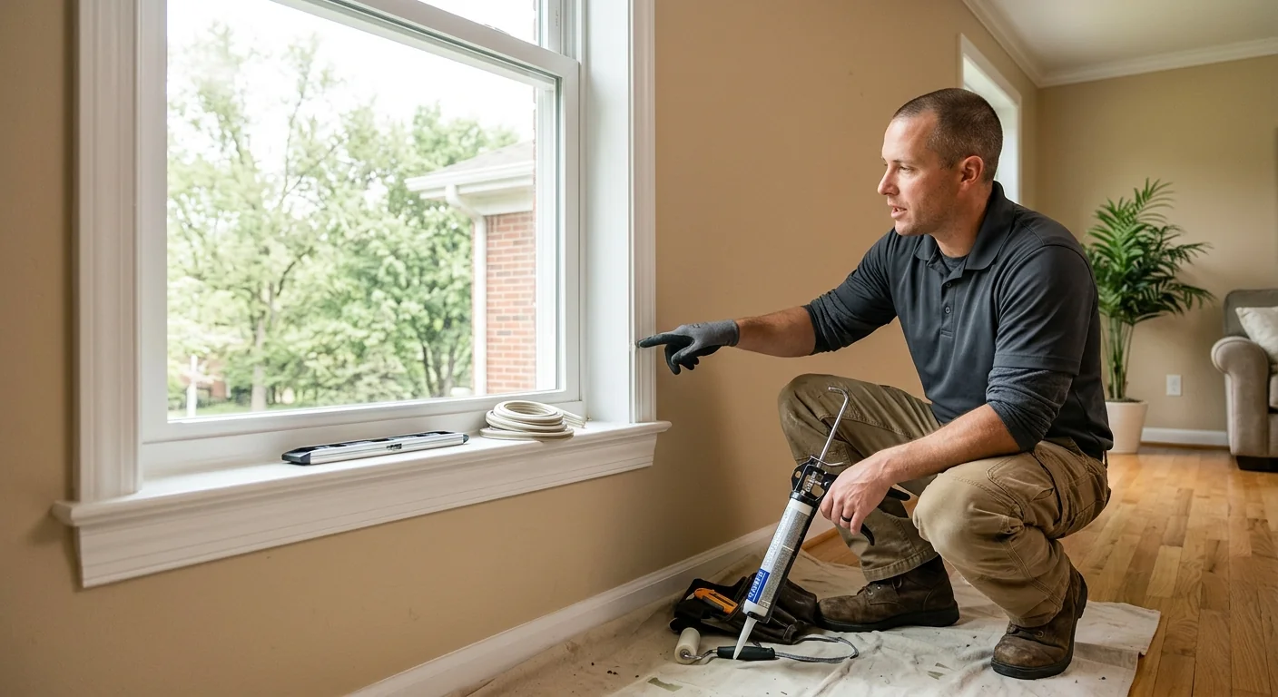Newly installed energy efficient window with clean trim and clear glass